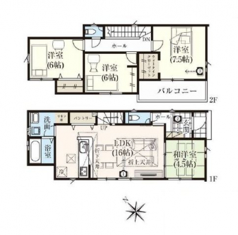 �Ԏ��}�i�̂P�ˌ��j�@2LDK�{���t�g+2WIC