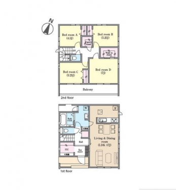 �Ԏ��}�i�̂P�ˌ��j�@4LDK�{WIC�{�t�@�~���[�N���[�[�b�g