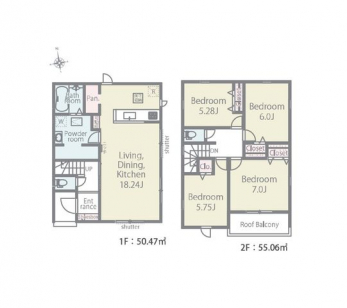 �Ԏ��}�i�̂P�ˌ��j�@4LDK