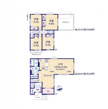 �Ԏ��}�i�̂P�ˌ��j�@4LDK�{�y�Ԏ��[